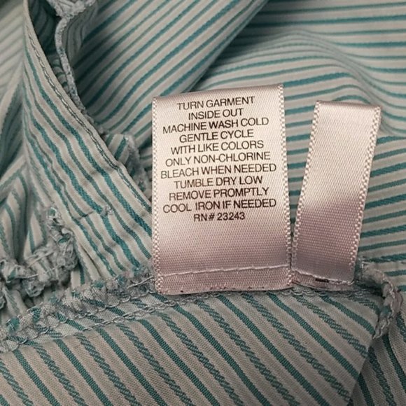 NEW YORK & CO Teal Pinstripe button down top - Picture 4 of 6